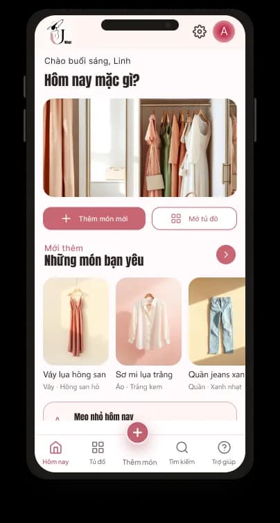Màn hình ứng dụng UWear trên điện thoại