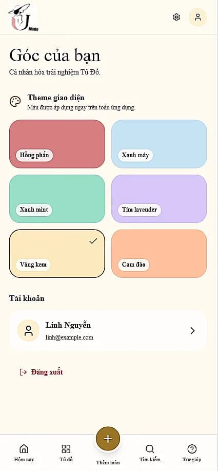 Giao diện phong cách của ứng dụng UWear